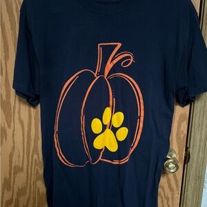 Navy Blue Pawprint Pumpkin T-Shirt